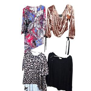 Women's 0X Tops Shirts Blouses Sweaters Wholesale Bulk Lot of 4